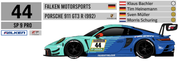 Decal Porsche 911 992 GT3 R  #44 Team Falken Nurburgring 2026  Scale 32